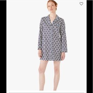 kate spade Navy and White Printed Long-Sleeve Sleep Shirt